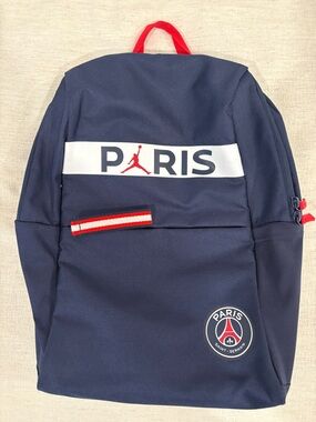 Air Jordan x Paris Saint-Germain Logo Backpack in Navy with Red Accents
